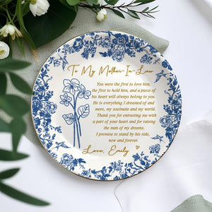 Personalized Mother-in-Law Gift for Mother of the Groom Wedding Ring Dish,Toile De Jouy Mom Gift from Bride,To My Mother in Law Wedding Gift