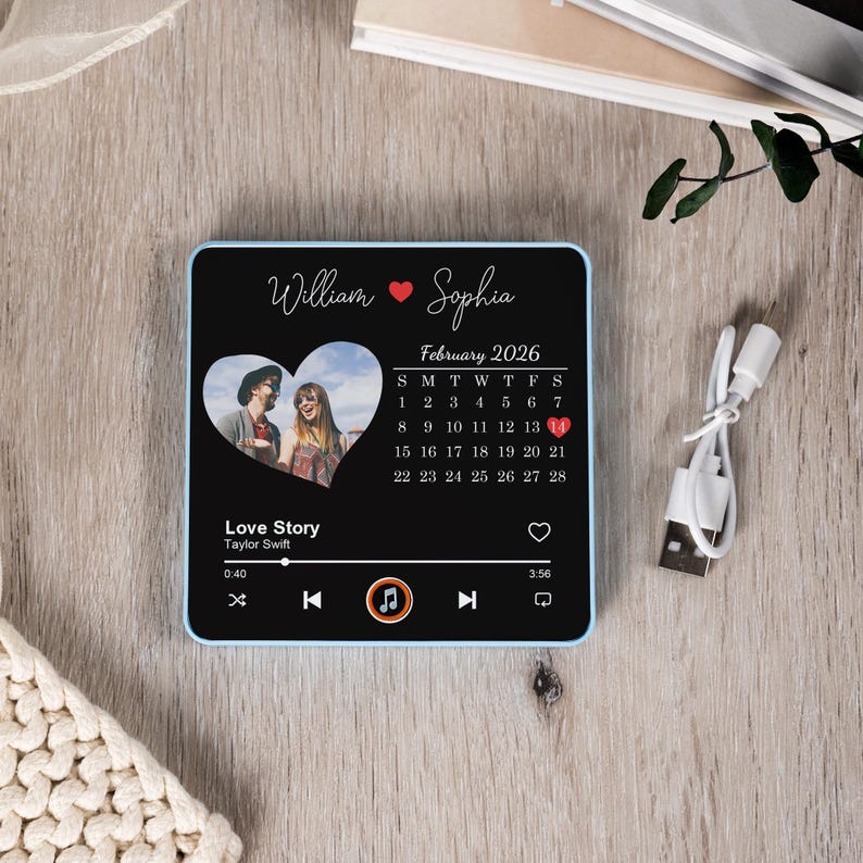 Personalized Fridge Music Magnet,Valentine s Day Gift for Her,Plays Custom Song,Gift for Him,Couples,Custom Photo Music Fridge Magnet