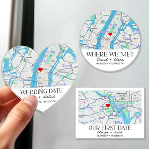 Personalized Where We Met Magnet, First Date Keepsake Gift, Anniversary Gift, Location Map Fridge Magnet, Gift For Boyfriend, Where It Began