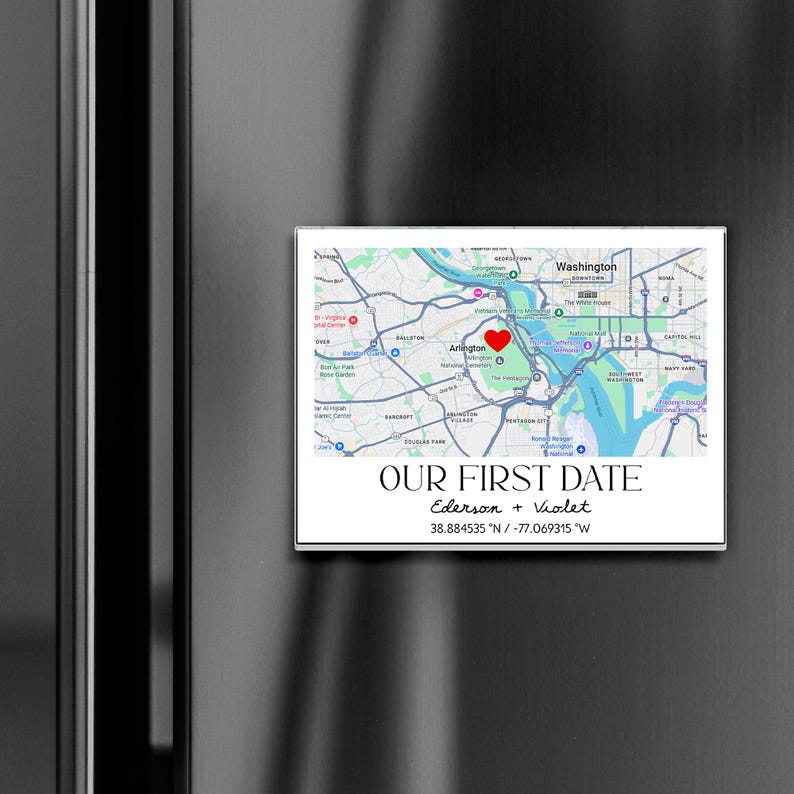 Personalized Where We Met Magnet, First Date Keepsake Gift, Anniversary Gift, Location Map Fridge Magnet, Gift For Boyfriend, Where It Began
