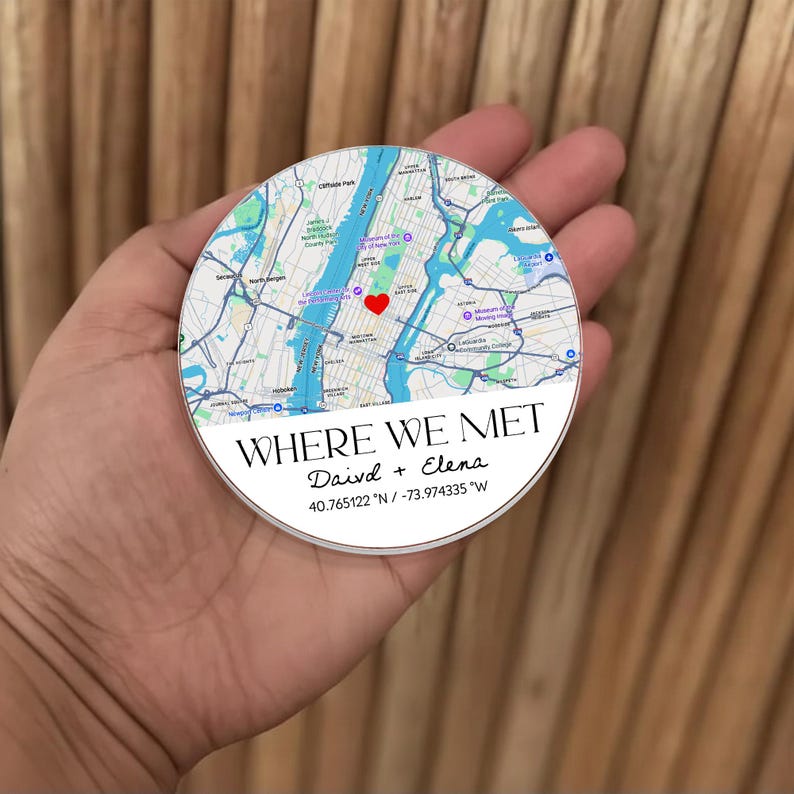 Personalized Where We Met Magnet, First Date Keepsake Gift, Anniversary Gift, Location Map Fridge Magnet, Gift For Boyfriend, Where It Began
