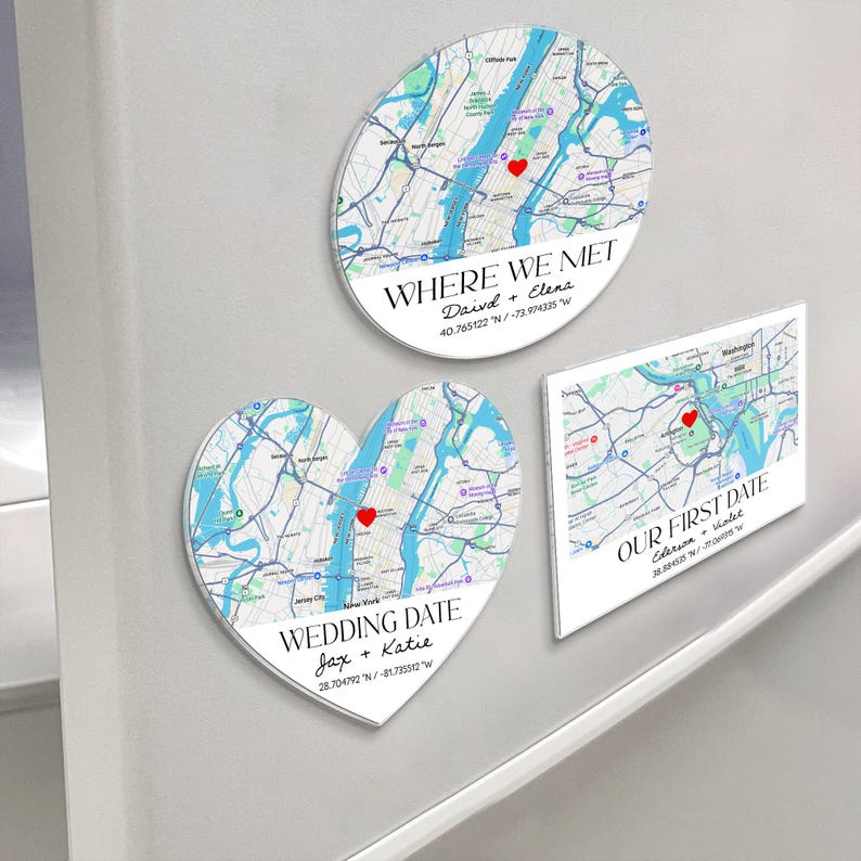Personalized Where We Met Magnet, First Date Keepsake Gift, Anniversary Gift, Location Map Fridge Magnet, Gift For Boyfriend, Where It Began