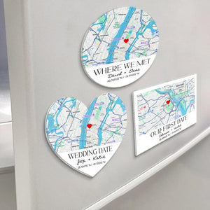 Personalized Where We Met Magnet, First Date Keepsake Gift, Anniversary Gift, Location Map Fridge Magnet, Gift For Boyfriend, Where It Began