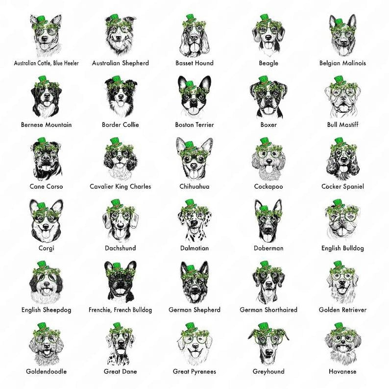 Custom Lucky Pups St. Patrick s Day Dog Graphic Shirt, Funny Dog Portrait Irish Shamrock T-shirt, Personalized Lucky Dog Dad Mom Gif