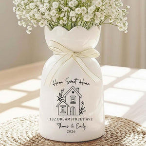 Personalised First Home Gift, Custom Flower Vase for New Home Occasion, Housewarming Gift For Couple, Moving In Gift for Friend, Owners Gift