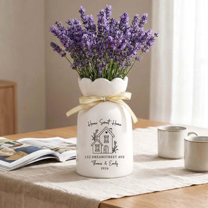 Personalised First Home Gift, Custom Flower Vase for New Home Occasion, Housewarming Gift For Couple, Moving In Gift for Friend, Owners Gift