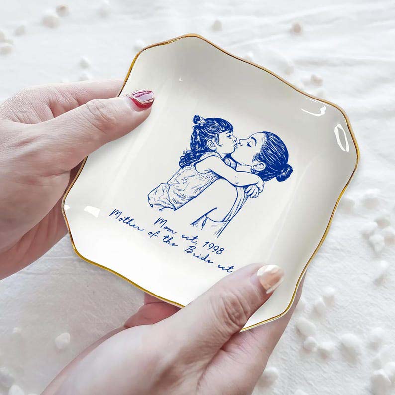 Custom Photo Mother of The Groom Jewelry Dish, Love you Mom Tray, Mother of the Bride Gift, Wedding Day