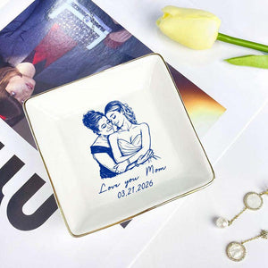 Custom Photo Mother of The Groom Jewelry Dish, Love you Mom Tray, Mother of the Bride Gift, Wedding Day