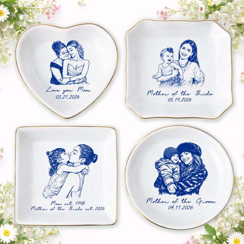 Custom Photo Mother of The Groom Jewelry Dish, Love you Mom Tray, Mother of the Bride Gift, Wedding Day