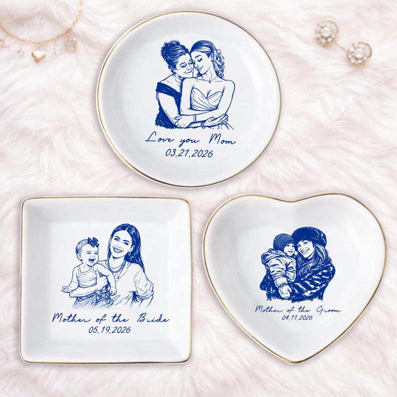 Custom Photo Mother of The Groom Jewelry Dish, Love you Mom Tray, Mother of the Bride Gift, Wedding Day