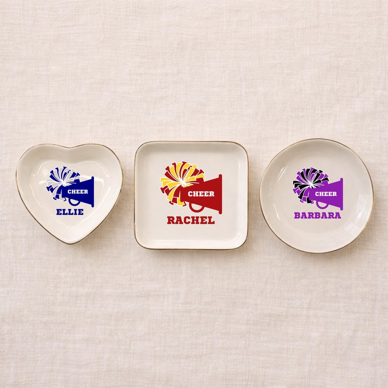 Personalized Cheer Trinket Dish, Cheer Senior Night Gifts, Cheer Jewelry Dish, Cheerleading Gift for Team, Cheerleader Girls Teammates Gift