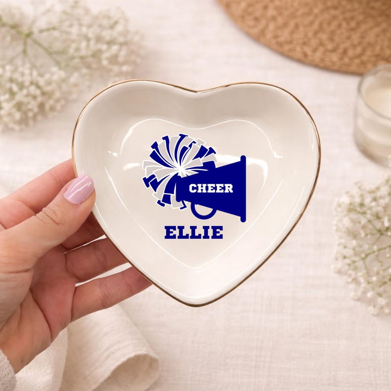 Personalized Cheer Trinket Dish, Cheer Senior Night Gifts, Cheer Jewelry Dish, Cheerleading Gift for Team, Cheerleader Girls Teammates Gift