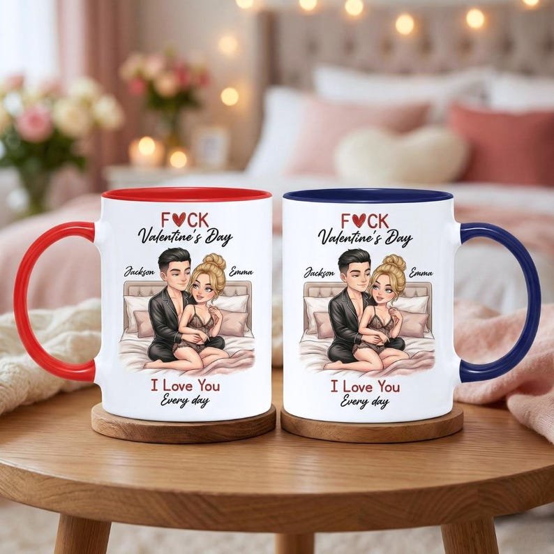 Custom F*ck Valentine's Day Accent Mug, I Love You Every Day Coffee Cup, Couple Matching Mug, Romantic Gift, Anniversary Gift, Gift For Her