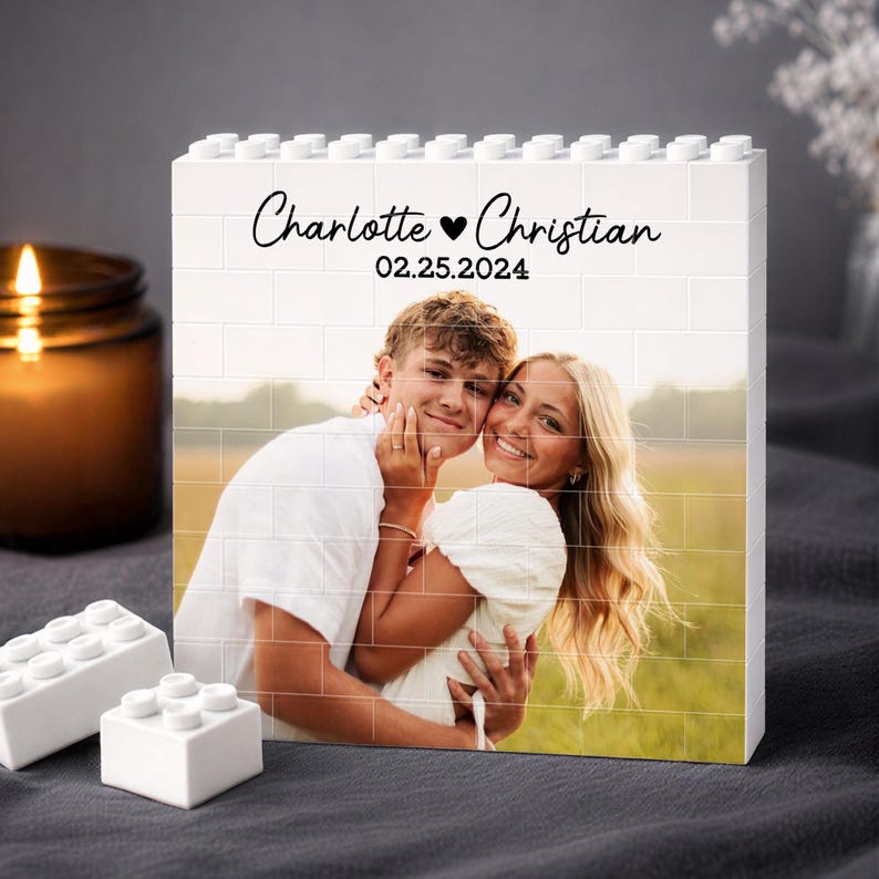 Custom Photo Building Block, Valentine's Day Gift for Him, Gamer Boyfriend Valentines Gift, Custom Photo Couple Gift, Anniversary Gift