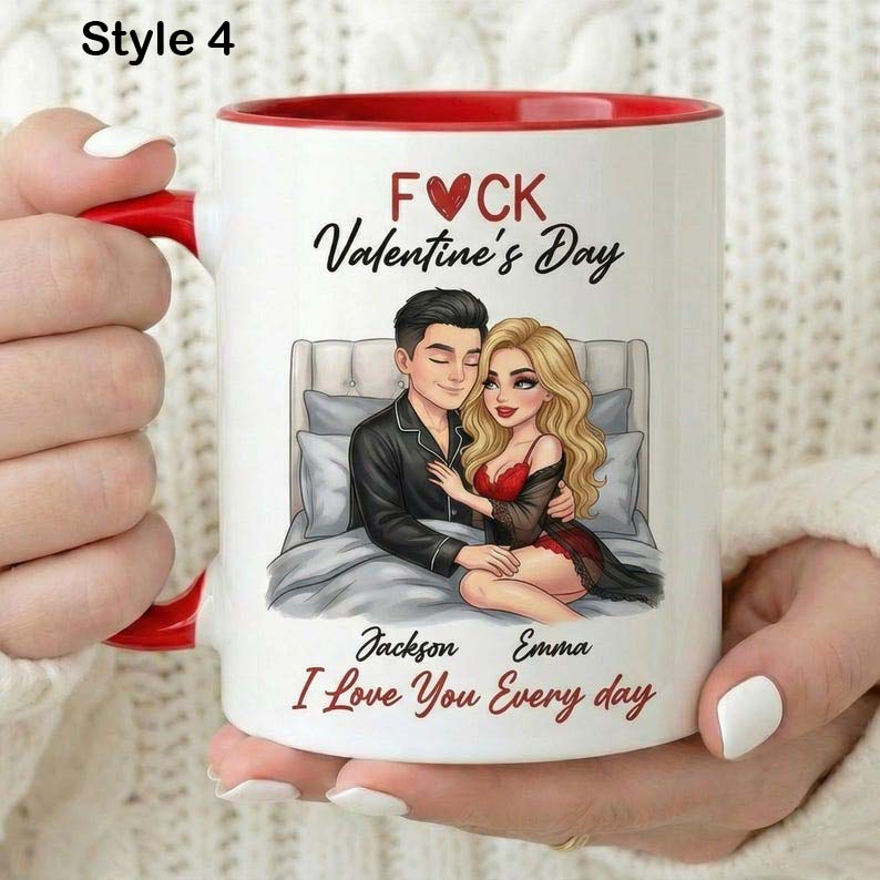 Custom F*ck Valentine's Day Accent Mug, I Love You Every Day Coffee Cup, Couple Matching Mug, Romantic Gift, Anniversary Gift, Gift For Her