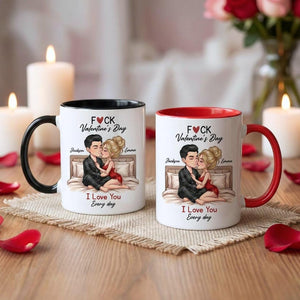 Custom F*ck Valentine's Day Accent Mug, I Love You Every Day Coffee Cup, Couple Matching Mug, Romantic Gift, Anniversary Gift, Gift For Her