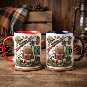 Custom Name Hunting Accent Mug, Nature Lover Hunter Coffee Mug, Gift For Him, Father's Day Gift For Dad Grandpa
