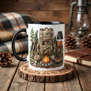 Custom Name Hunting Accent Mug, Nature Lover Hunter Coffee Mug, Gift For Him, Father's Day Gift For Dad Grandpa