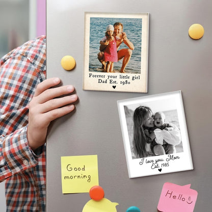 Custom Vintage Photo And Year Magnet: Mom And Kids Photo Keepsake Gift, Mother's Day Gift For Mom