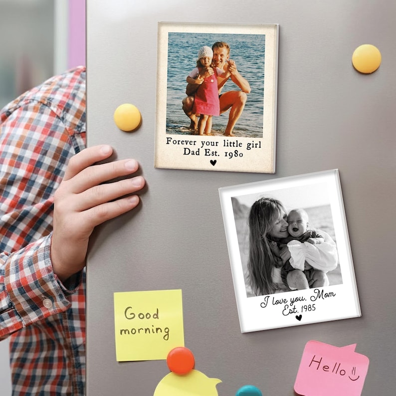 Custom Vintage Photo And Year Magnet: Mom And Kids Photo Keepsake Gift, Mother's Day Gift For Mom