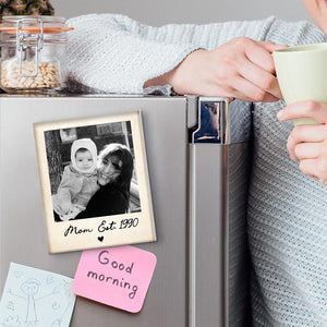 Custom Vintage Photo And Year Magnet: Mom And Kids Photo Keepsake Gift, Mother's Day Gift For Mom