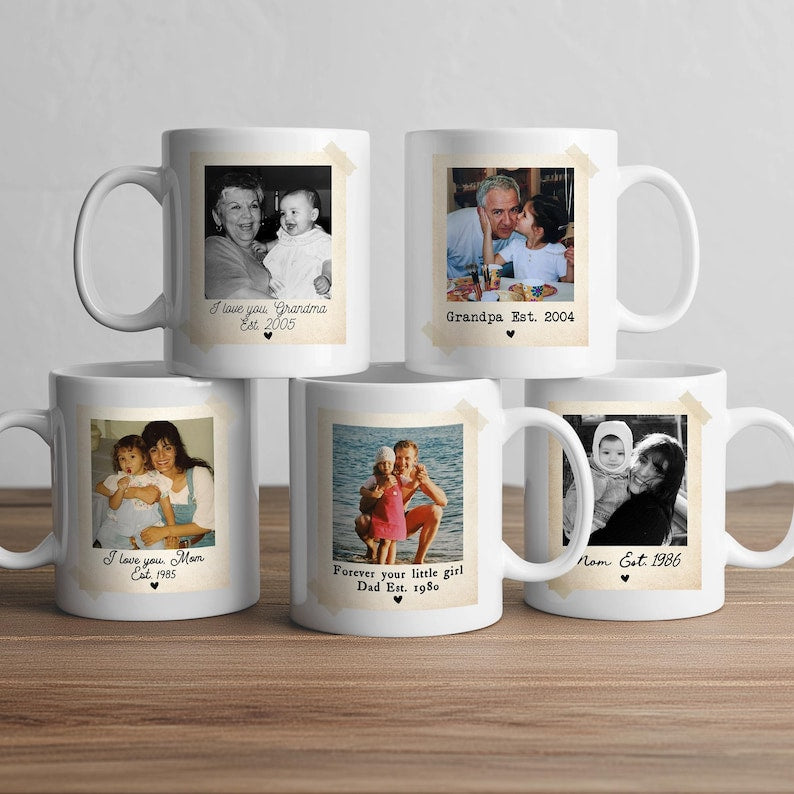 Personalized Vintage Mom And Kids Photo Ceramic Coffee Mug: Gift For Mom From Daughter, Mothers Day Gift