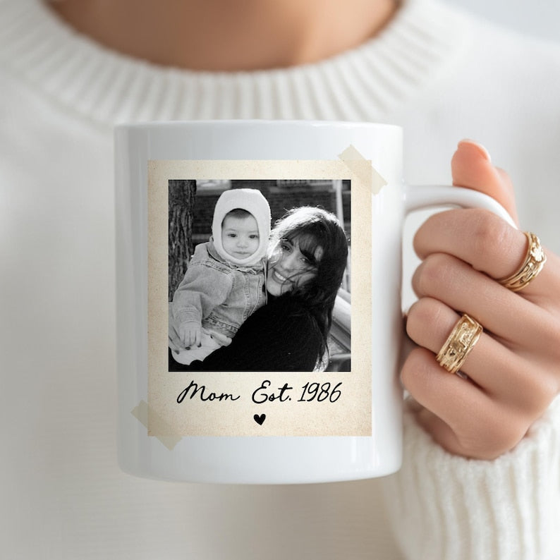 Personalized Vintage Mom And Kids Photo Ceramic Coffee Mug: Gift For Mom From Daughter, Mothers Day Gift