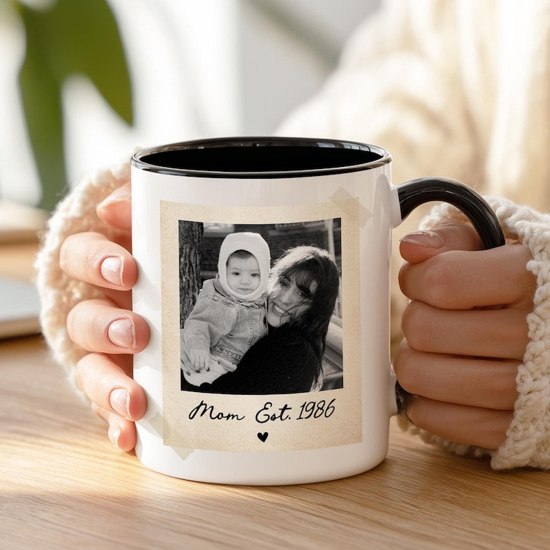 Personalized Vintage Mom And Kids Photo Ceramic Coffee Mug: Gift For Mom From Daughter, Mothers Day Gift