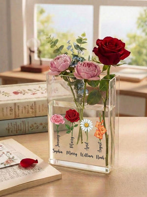 Birth Flower Grandma's Garden Personalized Book Vase, Mother's Day Gift 2026, Gift For Mom, Gift For Grandma