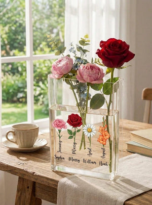 Birth Flower Grandma's Garden Personalized Book Vase, Mother's Day Gift 2026, Gift For Mom, Gift For Grandma