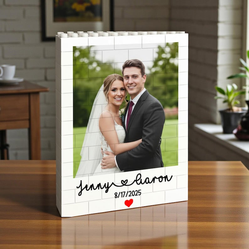 Custom Photo Building Block Heart: Personalized Valentine's Gift or Anniversary Keepsake
