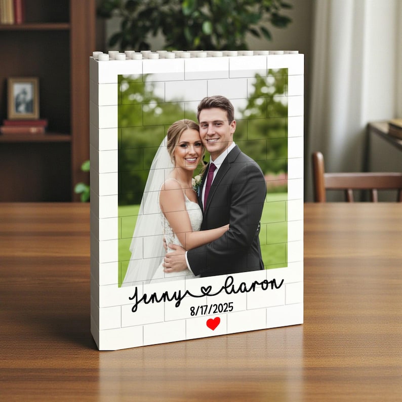 Custom Photo Building Block Heart: Personalized Valentine's Gift or Anniversary Keepsake