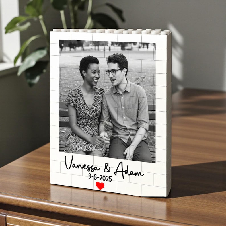 Custom Photo Building Block Heart: Personalized Valentine's Gift or Anniversary Keepsake