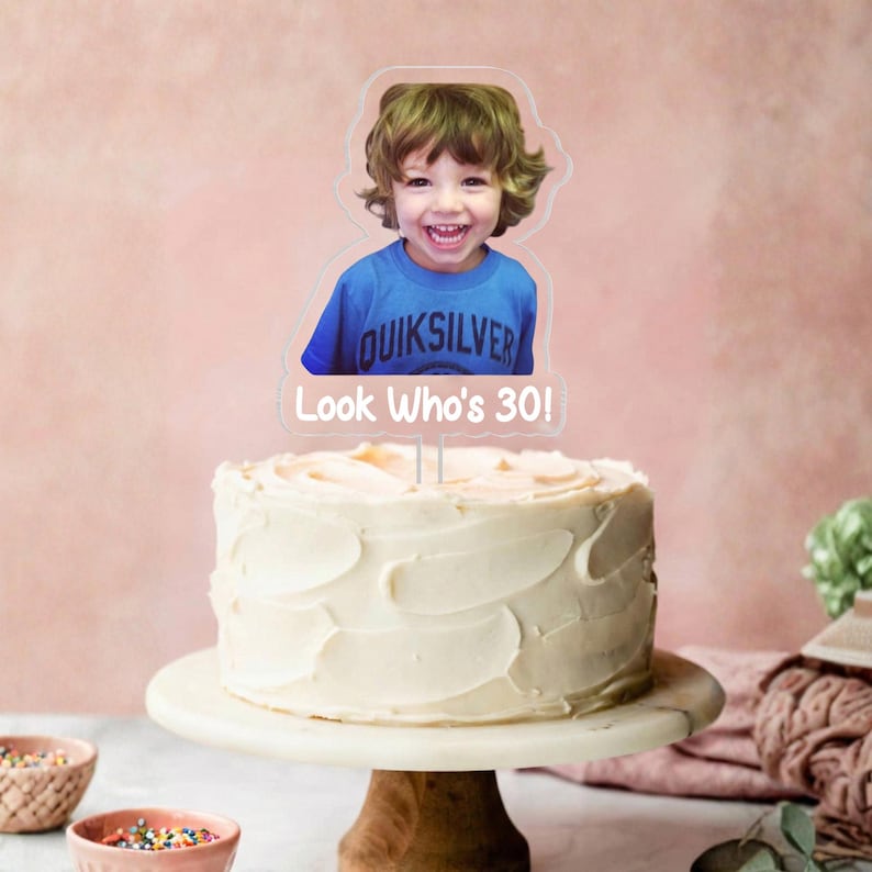 Personalized 30th Birthday Cake Topper, Custom Photo Cake Topper, 21st 30th 40th Birthday Party Decoration, 30th Birthday Gift