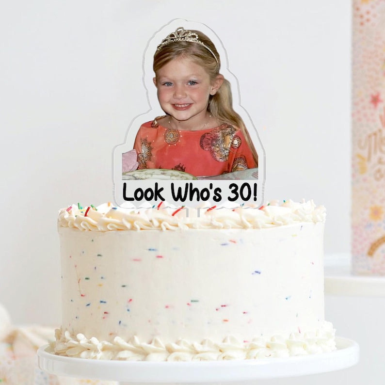 Personalized 30th Birthday Cake Topper, Custom Photo Cake Topper, 21st 30th 40th Birthday Party Decoration, 30th Birthday Gift