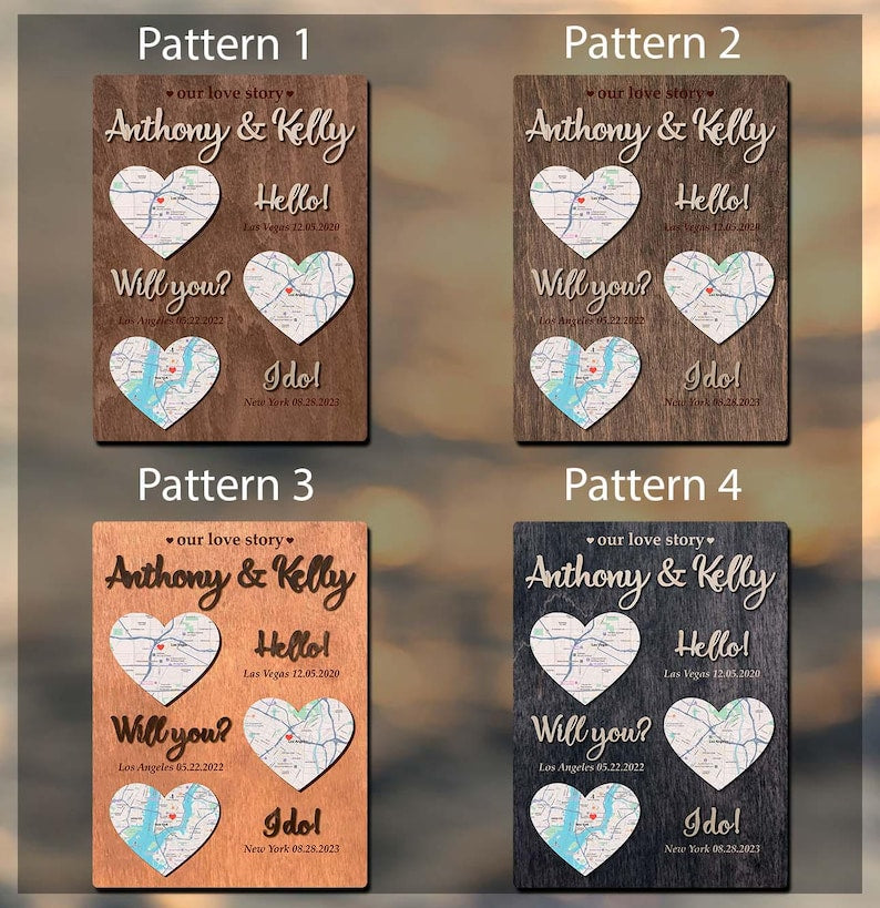 Hello Will You I Do Map Frame: Where We Met Gift, 5th Anniversary Wood Plaque