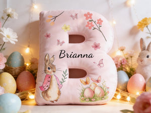 Personalized Easter Bunny Pillow,Custom Letter Shaped Decor,Spring Home Decoration,Kids Easter Gift