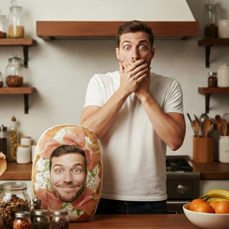 Funny Sourdough Pillow with Custom Face - Personalized Plush for Couples Funny Boyfriend Gift