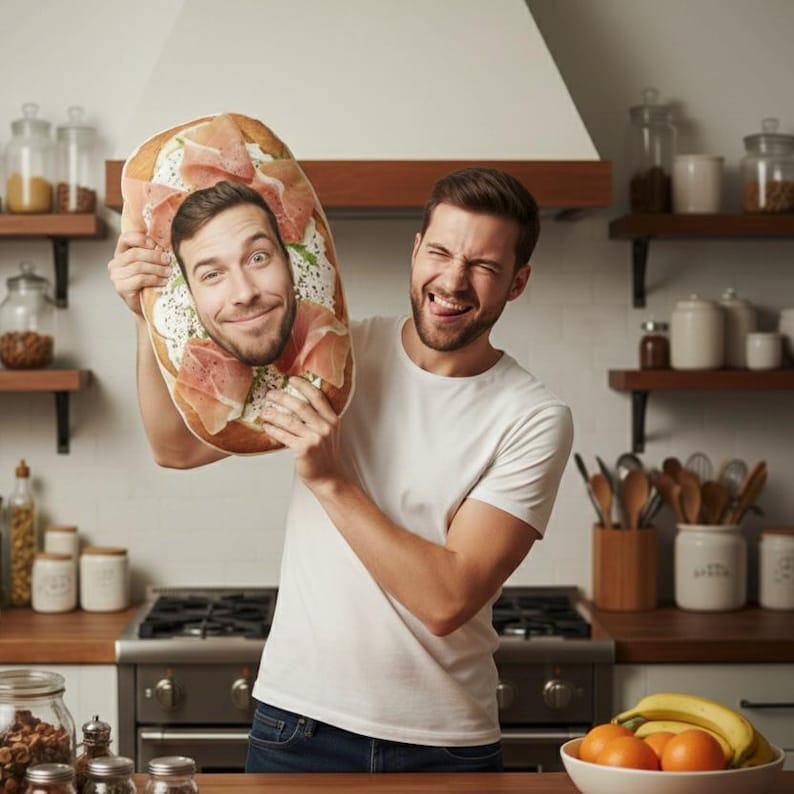 Funny Sourdough Pillow with Custom Face - Personalized Plush for Couples Funny Boyfriend Gift