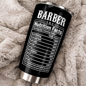 Personalized Barber Nutrition Facts 3d Effect Tumbler, Hairstylist Nutrition Facts Mug, Barber Shop, Gift For Him, Barber Stainless Steel