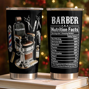 Personalized Barber Nutrition Facts 3d Effect Tumbler, Hairstylist Nutrition Facts Mug, Barber Shop, Gift For Him, Barber Stainless Steel