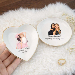 Personalized Bestie Photo Jewelry Dish, Custom Friendship Trinket Tray Ring, Birthday Gifts For Bestie