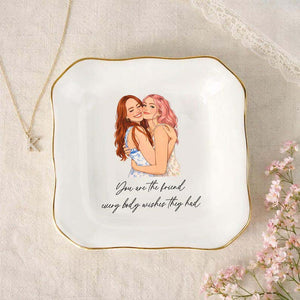 Personalized Bestie Photo Jewelry Dish, Custom Friendship Trinket Tray Ring, Birthday Gifts For Bestie
