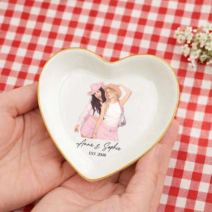 Personalized Bestie Photo Jewelry Dish, Custom Friendship Trinket Tray Ring, Birthday Gifts For Bestie