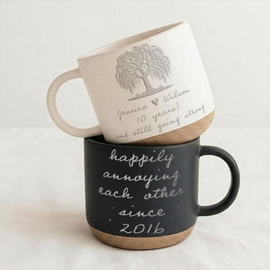 Personalized Anniversary Pottery Mug, Happily Annoying Each Other Since Mug, Wedding Anniversary Gift for Husband Wife
