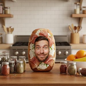 Funny Sourdough Pillow with Custom Face - Personalized Plush for Couples Funny Boyfriend Gift