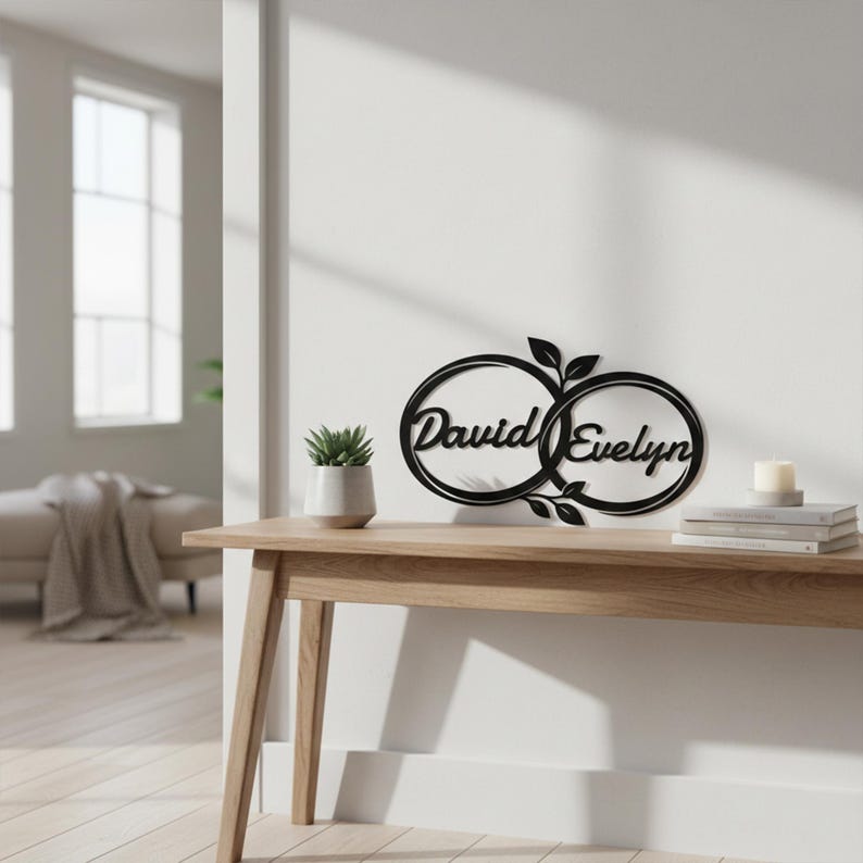 Personalized Couple Name Metal Wall Art, Anniversary Gift For Couple Housewarming Gift Home Decor Gift