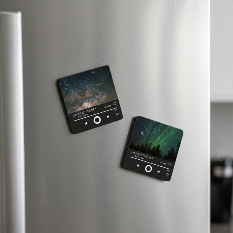 Star Map Music Fridge Magnets: Custom The Night We Met Couple Gift, Romantic Keepsake