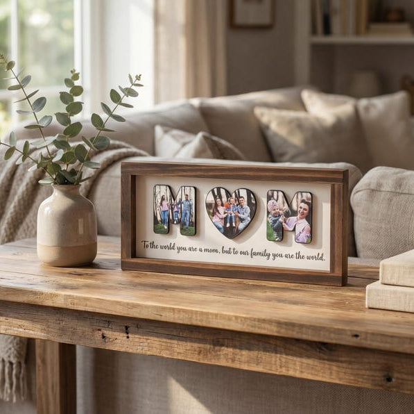 Personalized Mom Photo Wooden Frame, Custom Table Memory Decor Custom Mom Photo Gifts For Wife From Husband, Mom Birthday Gifts, Mother's Day Gifts For Mom From Daughter Son