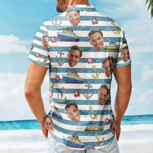 Personalized Photo Family Cruising Hawaiian Shirt, Custom Face Vacation Aloha Tee Group Matching, Summer Trip Gift For Dad Mom Husband Wife